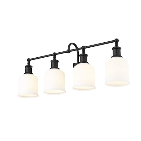 Z-Lite Bryant 4 Light Vanity, Matte Black & Matte Opal 733-4V-MB